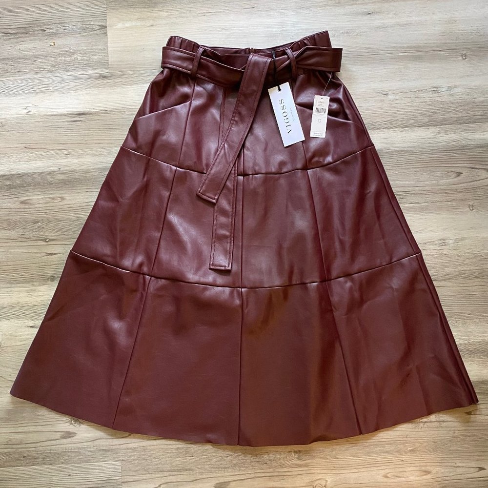 Vigoss Coralia Faux Leather Midi Skirt